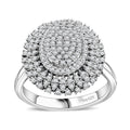 Doorbuster Diamond Cluster Ring in Rhodium Over Sterling Silver (Size 10.0) 1.00 ctw - Sticky add to cart bar