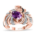 GP Trionfo Collection Premium Rose De France Amethyst, Multi Gemstone Swan Ring in 18K Vermeil RG Over Sterling Silver (Size 7.0) 1.60 ctw - Sticky add to cart bar