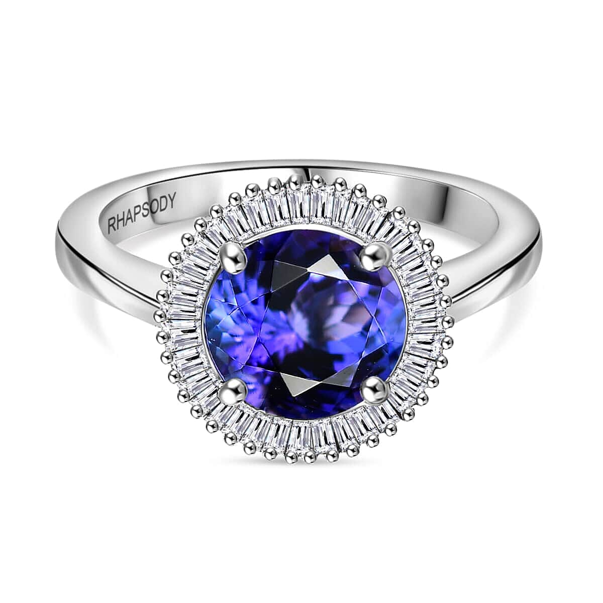 Rhapsody AAAA Tanzanite and E-F VS Diamond 2.70 ctw Ring in 950 Platinum 5.90 Grams