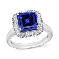 Rhapsody AAAA Tanzanite and E-F VS2 Diamond 3.25 ctw Octagon Shape Ballerina Ring in 950 Platinum (Size 10.0) 5.80 Grams