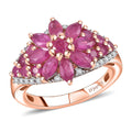 Premium Mozambique Pink Sapphire, White Zircon Floral Ring in 18K Vermeil RG Over Sterling Silver (Size 10.0) 2.55 ctw - Sticky add to cart bar