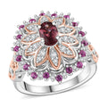 Tanzanian Blush Garnet, Multi Gemstone Royal Bloom Ring in 18K Vermeil RG and Rhodium Over Sterling Silver (Size 10.0) 1.30 ctw - Sticky add to cart bar