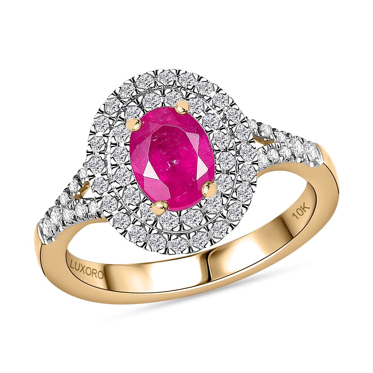 Luxoro 10K Rose Gold Premium Mozambique Pink Sapphire, Diamond (G-H, I2) (0.35 cts) Ring (Size 10.0) 1.35 ctw