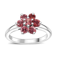 Tanzanian Blush Garnet 1.10 ctw Floral Ring in Rhodium Over Sterling Silver