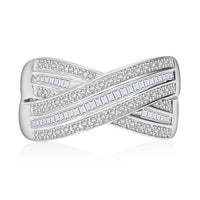 Doorbuster Blue Diamond (IR) Bridge Over Ring in Platinum Over Sterling Silver (Size 9.0) 0.50 ctw