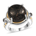 Matrix Silver Shungite, Smoky Quartz Ring 18K YG and Platinum Bond Over Copper with Magnet (Size 10.0) 15.10 ctw - Sticky add to cart bar