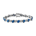 Ceruleite and White Zircon 7.65 ctw Leaf Garland Bracelet in Rhodium Over Sterling Silver (7.25 In) (Del. in 10-12 Days) - Sticky add to cart bar