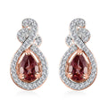 D'Joy Tanzanian Blush Garnet and White Zircon 1.40 ctw Tear Drop Earrings in 18K Vermeil Rose Gold Over Sterling Silver - Sticky add to cart bar