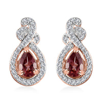 D'Joy Tanzanian Blush Garnet and White Zircon 1.40 ctw Tear Drop Earrings in 18K Vermeil Rose Gold Over Sterling Silver