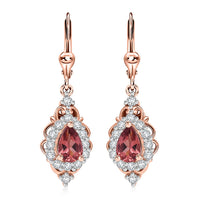 D'Joy Tanzanian Blush Garnet and White Zircon 1.50 ctw Lever Back Earrings in 18K Vermeil Rose Gold Over Sterling Silver