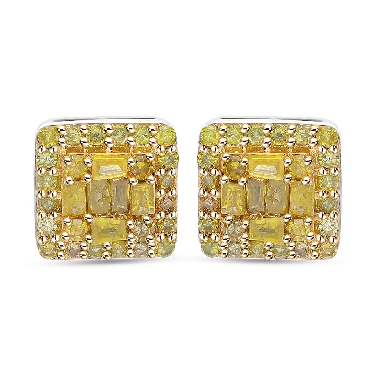 Doorbuster Yellow Diamond (IR) Earrings in Platinum Over Sterling Silver 0.33 ctw