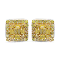 Doorbuster Yellow Diamond (IR) Earrings in Platinum Over Sterling Silver 0.33 ctw