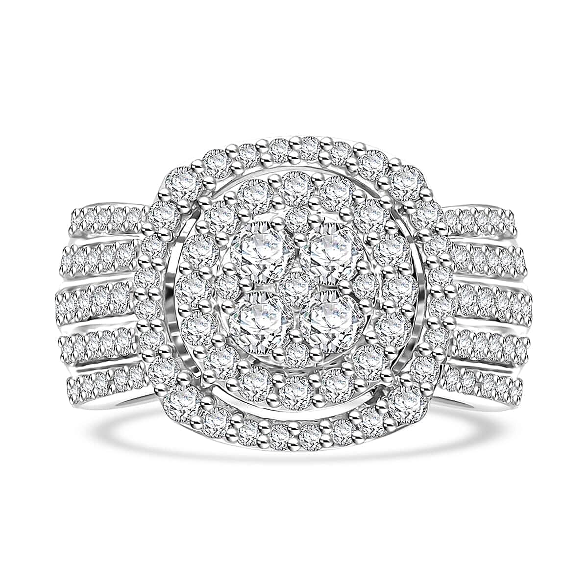 Doorbuster Luxoro 10K White Gold White Diamond (I2-I3) Ring (Size 8.0) (6 g) 2.00 ctw