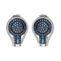Diamond Radiant Orbit Earrings in Platinum Over Sterling Silver