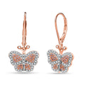 Natural Pink and White Diamond Butterfly Earrings in Vermeil RG Over Sterling Silver 0.50 ctw - Sticky add to cart bar
