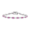 Premium Mozambique Pink Sapphire and Moissanite 6.65 ctw Bracelet in Rhodium Over Sterling Silver (8.00 In) - Sticky add to cart bar