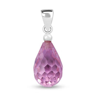 Simulated Pink Diamond Drop Pendant in Sterling Silver 4.40 ctw