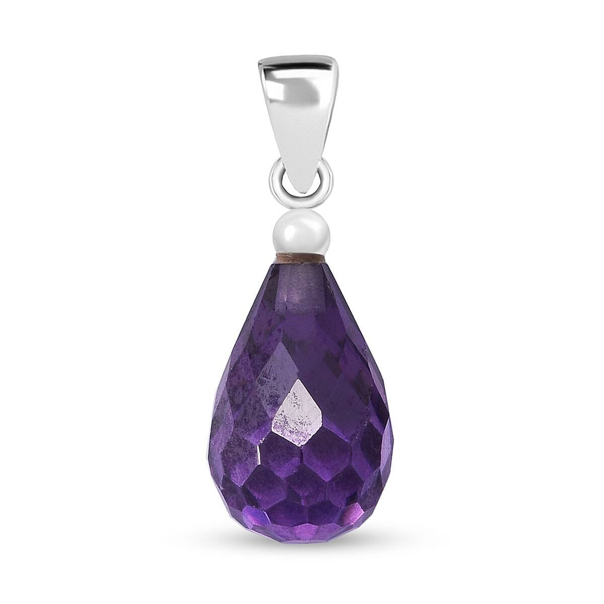 Simulated Pink Diamond Drop Pendant in Sterling Silver 4.40 ctw