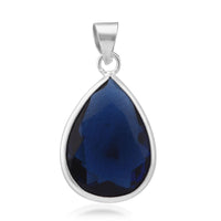 Simulated Blue Diamond Pendant in Sterling Silver