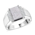 Marvelous Meteorite, Moissanite Men's Ring in Rhodium Over Sterling Silver (Size 10.0) 0.30 ctw - Sticky add to cart bar