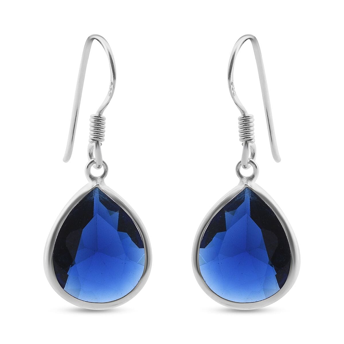 Simulated Blue Diamond Drop Earrings in Sterling Silver 12.00 ctw