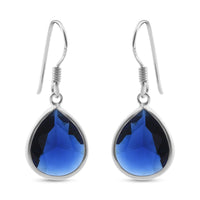 Simulated Blue Diamond Drop Earrings in Sterling Silver 12.00 ctw