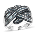 Doorbuster Blue Diamond (IR) Ring in Rhodium Over Sterling Silver (Size 10.0) 1.50 ctw - Sticky add to cart bar