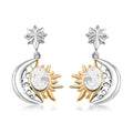 Marvelous Meteorite Sun & Crescent Moon Earrings in 18K Vermeil YG and Rhodium Over Sterling Silver - Sticky add to cart bar
