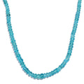 Certified & Appraised Luxoro AAA Betroka Blue Apatite 92.00 ctw Beaded Graduated Necklace in 14K Yellow Gold 18-20 Inches - Sticky add to cart bar
