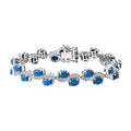 Premium Ceruleite, White Zircon Sky Petal Bracelet in Rhodium Over Sterling Silver (7.25 In) 11.00 ctw - Sticky add to cart bar