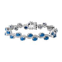 Premium Ceruleite, White Zircon Sky Petal Bracelet in Rhodium Over Sterling Silver (7.25 In) 11.00 ctw
