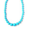 NY Closeout Certified & Appraised Iliana 18K Yellow Gold AAAA Sleeping Beauty Turquoise 135.00 ctw Beaded Graduated Necklace 18-20 Inches - Sticky add to cart bar
