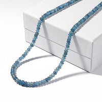 Certified & Appraised Rhapsody AAAA Santa Maria Aquamarine 73.20 ctw Beaded Graduated Necklace in 950 Platinum 18-20 Inches