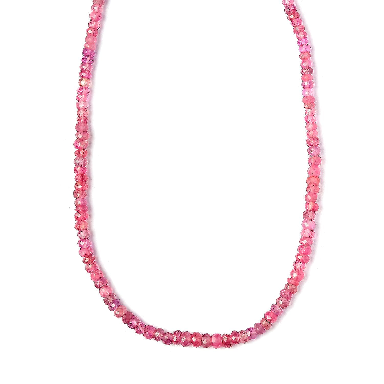 D'Joy Madagascar Pink Sapphire 82.85 ctw Beaded Graduated Necklace in 18K Vermeil Yellow Gold Over Sterling Silver 18-20 Inches
