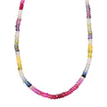 D'Joy Multi Sapphire 90.30 ctw Beaded Graduated Necklace in 18K Vermeil Yellow Gold Over Sterling Silver 18-20 Inches - Sticky add to cart bar