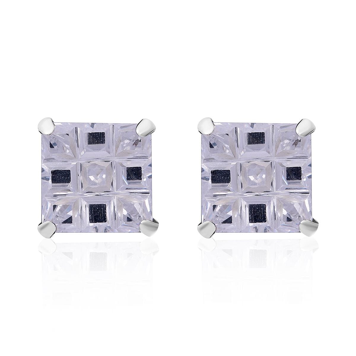 Simulated Diamond Earrings in Sterling Silver 8.15 ctw