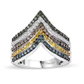 Doorbuster Multi Diamond (Natural & IR) Chevron Ring in Rhodium Over Sterling Silver (Size 10.0) 0.90 ctw - Sticky add to cart bar