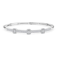 Doorbuster White Diamond 1.00 ctw Bangle Bracelet in Rhodium Over Sterling Silver (7.25 In)