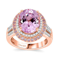 Doorbuster Premium Martha Rocha Kunzite and Multi Gemstone 9.35 ctw Ring in 18K Vermeil Rose Gold Over Sterling Silver