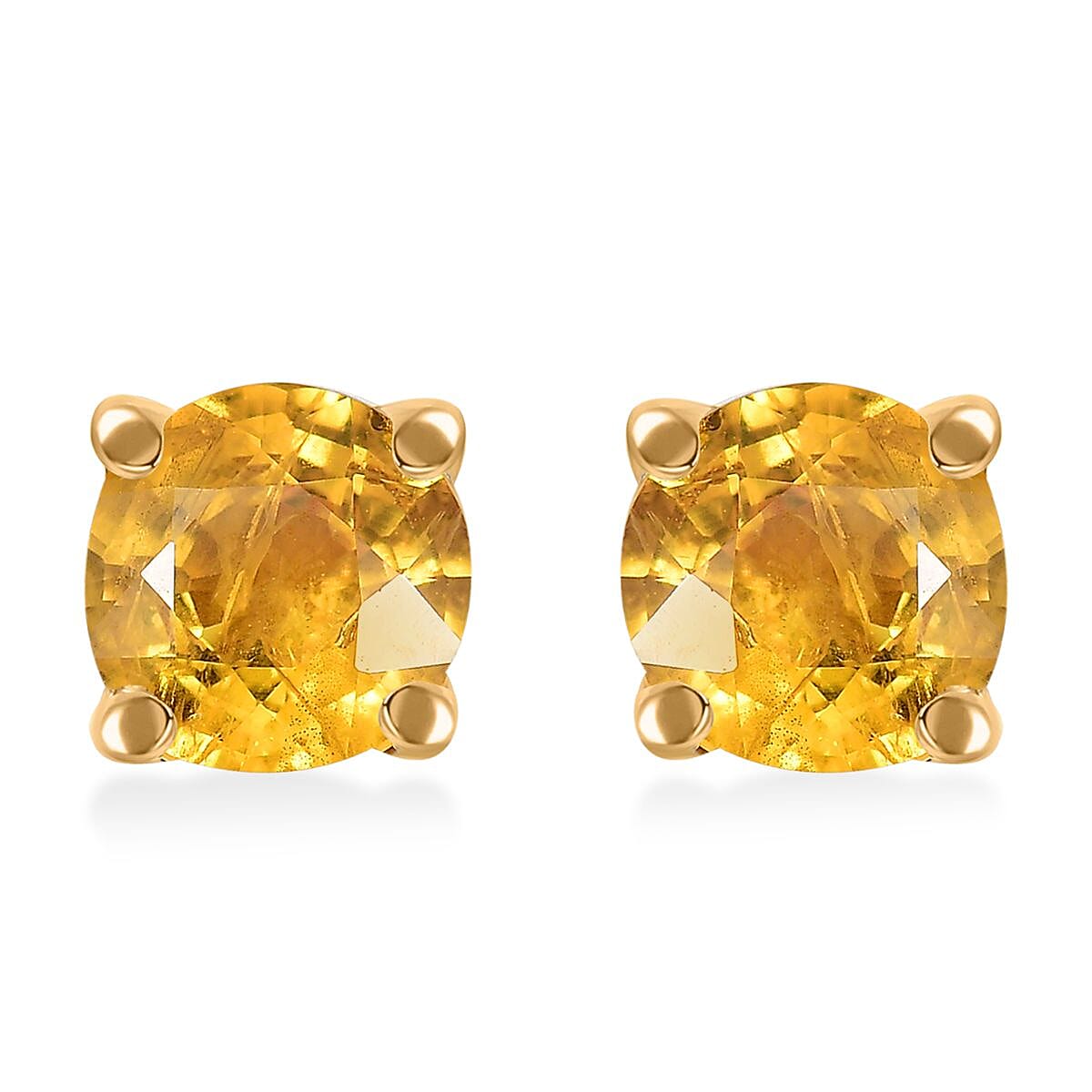 Madagascar Yellow Sapphire 2.30 ctw Rose Stud Earrings in 18K Vermeil Yellow Gold Over Sterling Silver