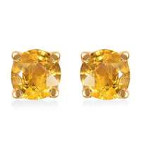 Madagascar Yellow Sapphire 2.30 ctw Rose Stud Earrings in 18K Vermeil Yellow Gold Over Sterling Silver