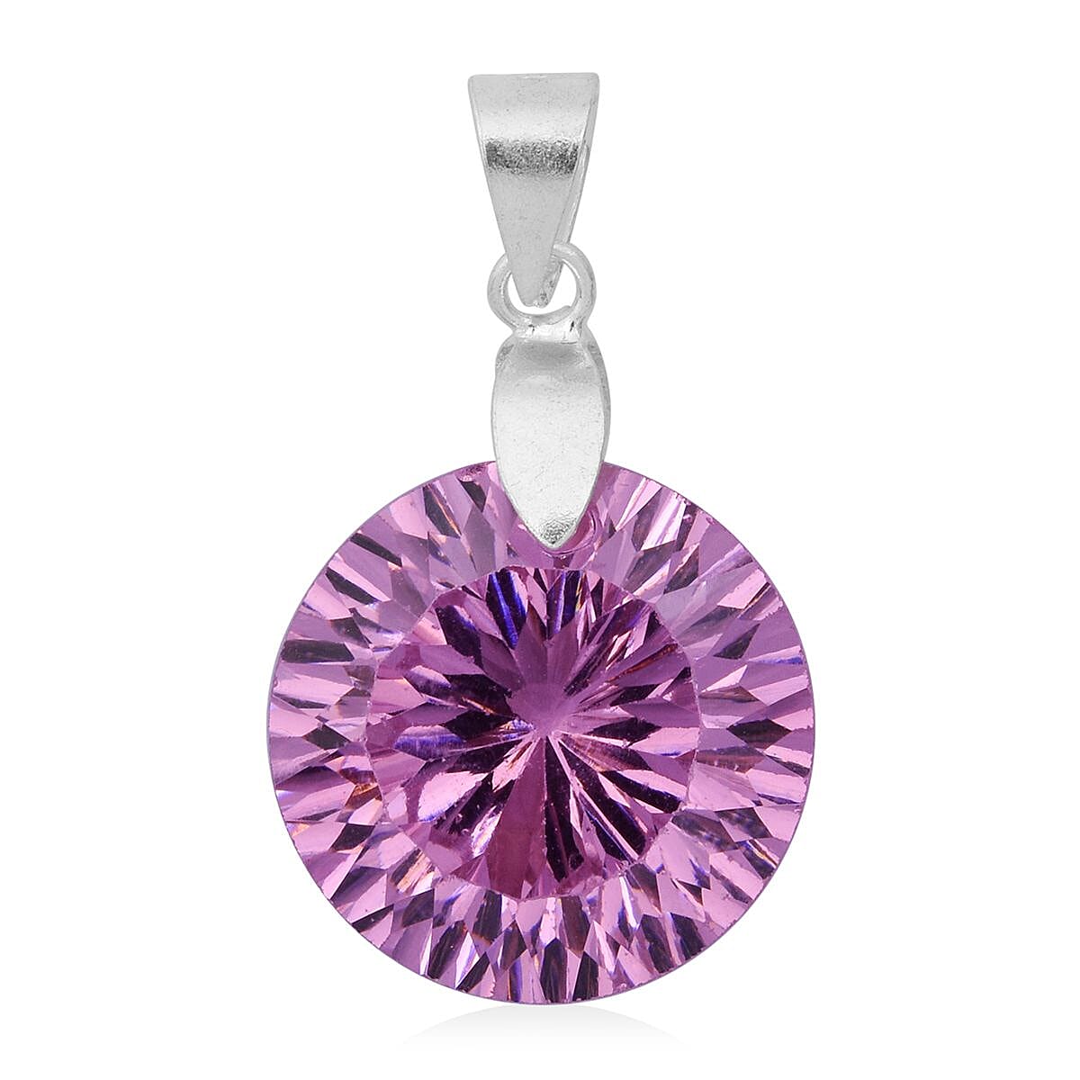Simulated Pink Diamond Pendant in Sterling Silver 33.50 ctw