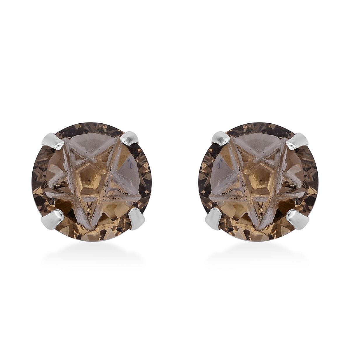 Champagne Cubic Zirconia Earring Sterling Silver 6.20 ctw
