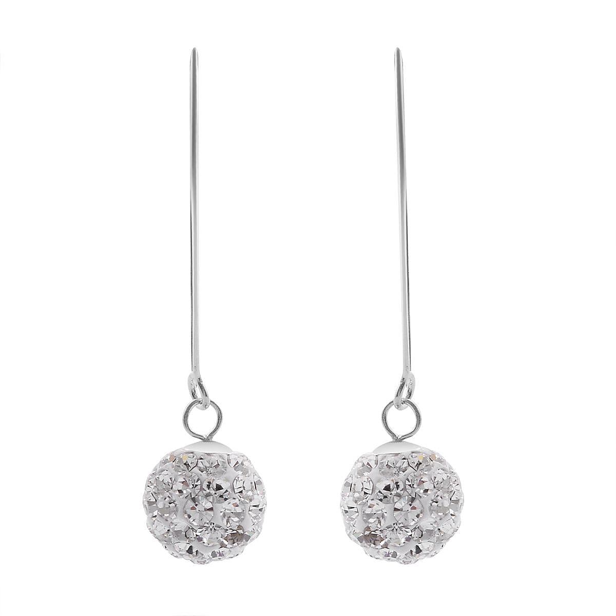 White Aurtrian Crystal Earrings in Sterling Silver