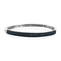 Doorbuster Blue Diamond (IR) Bangle Bracelet in Rhodium Over Sterling Silver (7.25 In) 1.50 ctw
