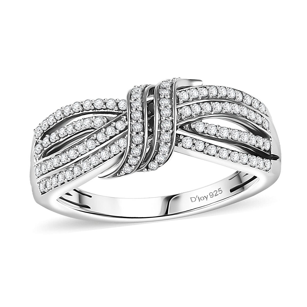 Doorbuster White Diamond Ring in Rhodium Over Sterling Silver (Size 7.0) 0.50 ctw