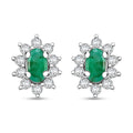 Kagem Zambian Emerald and Moissanite 0.75 ctw Snowflake Earrings in Rhodium Over Sterling Silver - Sticky add to cart bar