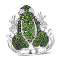 GP Chrome Diopside, White Zircon Ring in Rhodium Over Sterling Silver (Size 7.0) 1.80 ctw - Sticky add to cart bar
