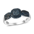 Doorbuster Blue Diamond (IR) Cluster Ring in Rhodium Over Sterling Silver (Size 10.0) 0.33 ctw - Sticky add to cart bar