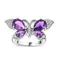 African Amethyst, Multi Gemstone Butterfly Ring in Platinum Over Sterling Silver (Size 6.0) 3.25 ctw - Sticky add to cart bar